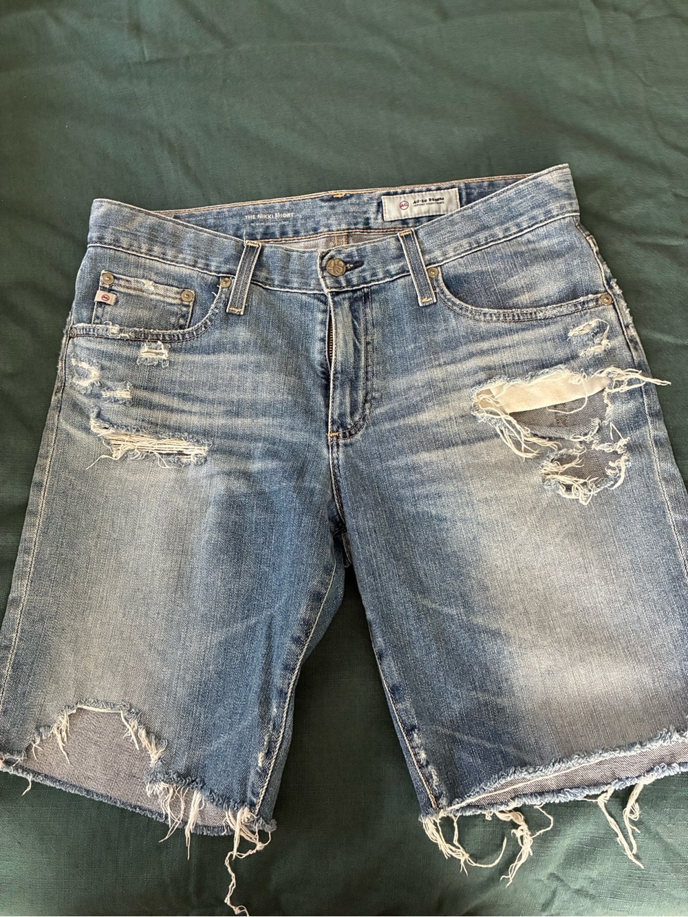 AG Distressed Light Blue Denim  Shorts
